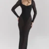Everly Schwarzes Maxikleid aus Mesh mit Bodys Everly Schwarzes Maxikleid aus Mesh mit Bodys
