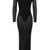 Everly Schwarzes Maxikleid aus Mesh mit Bodys Everly Schwarzes Maxikleid aus Mesh mit Bodys