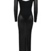 Everly Schwarzes Maxikleid aus Mesh mit Bodys Everly Schwarzes Maxikleid aus Mesh mit Bodys