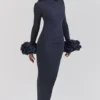 Fabienne Midnight Maxikleid mit Rüschenärmeln