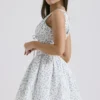 Fabrizia Weißes Korsett-Mini-Kleid mit Bluebell-Print Fabrizia Weißes Korsett-Mini-Kleid mit Bluebell-Print