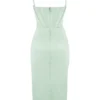 Faye Midi-Korsetts-Kleid aus Pistaziengrünem Satin Faye Midi-Korsetts-Kleid aus Pistaziengrünem Satin