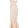 Felicia Vanille-Chiffon- und Spitzen-Abendkleid