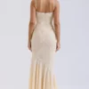 Felicia Vanille-Chiffon- und Spitzen-Abendkleid