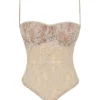 Fernanda Cremefarbenes Paisley-Spitzen-Oberteil Fernanda Cremefarbenes Paisley-Spitzen-Oberteil