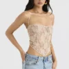 Fernanda Cremefarbenes Paisley-Spitzen-Oberteil Fernanda Cremefarbenes Paisley-Spitzen-Oberteil