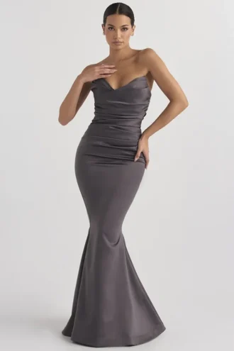 Fleur Shadow Satin-Trägerloses Abendkleid