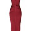 Flora Weinrotes Satin-Midi-Kleid mit Falten und Korsetts Flora Weinrotes Satin-Midi-Kleid mit Falten und Korsetts