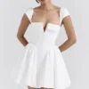 Florence Weißes Baumwoll-Korsetts-Minikleid Florence Weißes Baumwoll-Korsetts-Minikleid