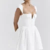 Florence Weißes Baumwoll-Korsetts-Minikleid Florence Weißes Baumwoll-Korsetts-Minikleid