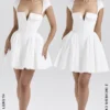 Florence Weißes Baumwoll-Korsetts-Minikleid Florence Weißes Baumwoll-Korsetts-Minikleid