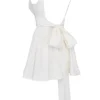 Florianne Elfenbeinfarbenes Baumwoll-Minikleid mit Schleife Florianne Elfenbeinfarbenes Baumwoll-Minikleid mit Schleife