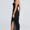 Fornarina Schwarzes Maxikleid aus gerafftem Stretch-Mesh Fornarina Schwarzes Maxikleid aus gerafftem Stretch-Mesh