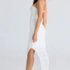 Fornarina Weißes Maxikleid aus gerafftem Stretch-Mesh Fornarina Weißes Maxikleid aus gerafftem Stretch-Mesh
