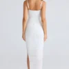 Fornarina Weißes Maxikleid aus gerafftem Stretch-Mesh Fornarina Weißes Maxikleid aus gerafftem Stretch-Mesh
