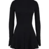 Francesca – Schwarzes Godet-Minikleid aus Stretch-Crêpe Francesca – Schwarzes Godet-Minikleid aus Stretch-Crêpe