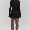 Francesca – Schwarzes Godet-Minikleid aus Stretch-Crêpe Francesca – Schwarzes Godet-Minikleid aus Stretch-Crêpe