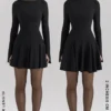 Francesca – Schwarzes Godet-Minikleid aus Stretch-Crêpe Francesca – Schwarzes Godet-Minikleid aus Stretch-Crêpe