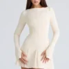 Francesca Vintage Cremefarbenes Stretch-Crêpe-Godet-Minikleid Francesca Vintage Cremefarbenes Stretch-Crêpe-Godet-Minikleid