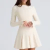 Francesca Vintage Cremefarbenes Stretch-Crêpe-Godet-Minikleid Francesca Vintage Cremefarbenes Stretch-Crêpe-Godet-Minikleid