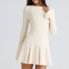 Francesca Vintage Cremefarbenes Stretch-Crêpe-Godet-Minikleid Francesca Vintage Cremefarbenes Stretch-Crêpe-Godet-Minikleid