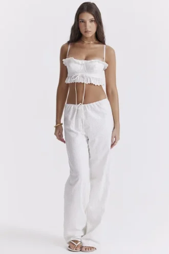 Frankie Weiße Broderie-Anglaise-Hose