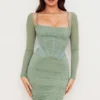 Freyja Grünes gerafftes Korsetts-Kleid Freyja Grünes gerafftes Korsetts-Kleid