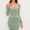 Freyja Grünes gerafftes Korsetts-Kleid Freyja Grünes gerafftes Korsetts-Kleid