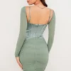 Freyja Grünes gerafftes Korsetts-Kleid Freyja Grünes gerafftes Korsetts-Kleid