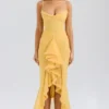 Gabbi Apricot Rüschen-Abendkleid