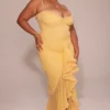 Gabbi Apricot Rüschen-Abendkleid