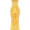 Gabbi Apricot Rüschen-Abendkleid