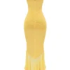 Gabbi Apricot Rüschen-Abendkleid