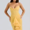 Gabbi Apricot Rüschen-Abendkleid