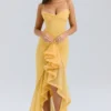 Gabbi Apricot Rüschen-Abendkleid