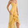 Gabbi Apricot Rüschen-Abendkleid