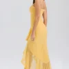 Gabbi Apricot Rüschen-Abendkleid