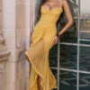 Gabbi Apricot Rüschen-Abendkleid