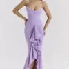Gabbi Orchid Mesh-Abendkleid mit Rüschen vorne Gabbi Orchid Mesh-Abendkleid mit Rüschen vorne