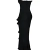 Gabbi – Schwarzes Abendkleid mit Rüschenfront aus Mesh