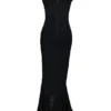 Gabbi – Schwarzes Abendkleid mit Rüschenfront aus Mesh
