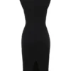 Gaia Schwarzes Midi-Kleid mit Rollkragen aus Kaschmirmischung Gaia Schwarzes Midi-Kleid mit Rollkragen aus Kaschmirmischung