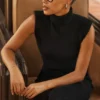 Gaia Schwarzes Midi-Kleid mit Rollkragen aus Kaschmirmischung Gaia Schwarzes Midi-Kleid mit Rollkragen aus Kaschmirmischung