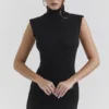 Gaia Schwarzes Midi-Kleid mit Rollkragen aus Kaschmirmischung Gaia Schwarzes Midi-Kleid mit Rollkragen aus Kaschmirmischung