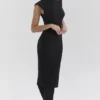 Gaia Schwarzes Midi-Kleid mit Rollkragen aus Kaschmirmischung Gaia Schwarzes Midi-Kleid mit Rollkragen aus Kaschmirmischung