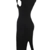 Gaia Schwarzes Midi-Kleid mit Rollkragen aus Kaschmirmischung Gaia Schwarzes Midi-Kleid mit Rollkragen aus Kaschmirmischung