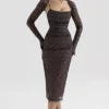 Gaia Schwarzes Spitzen-Korsetts-Midi-Kleid Gaia Schwarzes Spitzen-Korsetts-Midi-Kleid