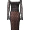 Gaia Schwarzes Spitzen-Korsetts-Midi-Kleid Gaia Schwarzes Spitzen-Korsetts-Midi-Kleid