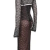 Gaia Schwarzes Spitzen-Korsetts-Midi-Kleid Gaia Schwarzes Spitzen-Korsetts-Midi-Kleid
