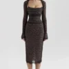 Gaia Schwarzes Spitzen-Korsetts-Midi-Kleid Gaia Schwarzes Spitzen-Korsetts-Midi-Kleid